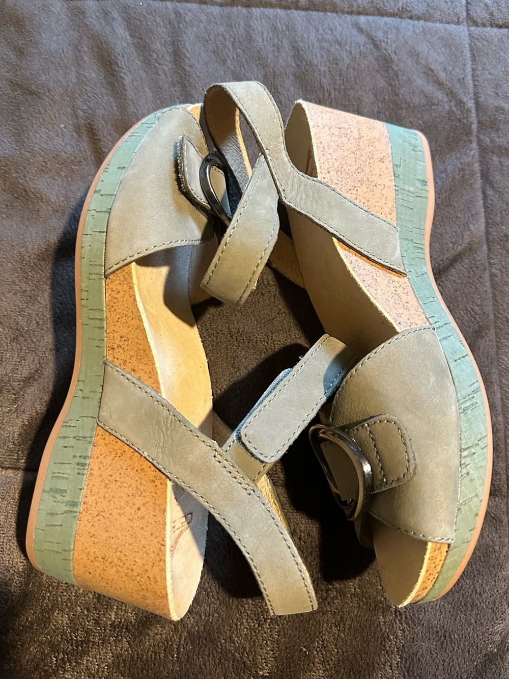 Dansko Stella Nubuck Suede Buckle Hardware Wedge Sandals New - Picture 13 of 16
